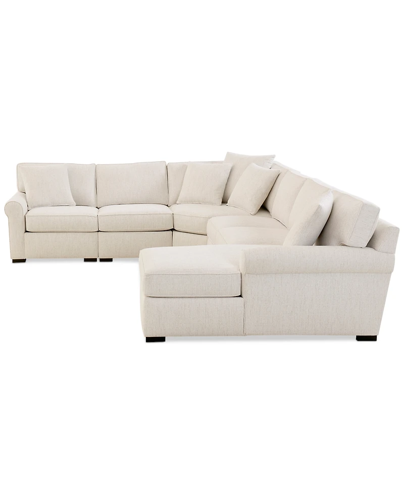 Radley Roll Arm 148" -Pc. Fabric Chaise Sectional with Wedge