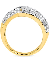 Diamond Multirow Swirl Statement Ring (1 ct. t.w.) Sterling Silver