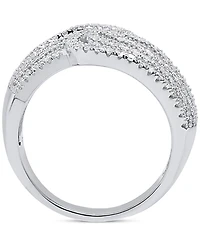 Diamond Multirow Swirl Statement Ring (1 ct. t.w.) Sterling Silver