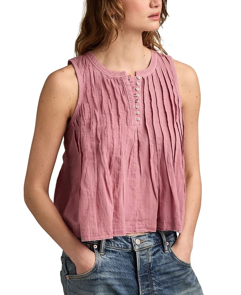 Lucky Brand Pintuck Henley Tank