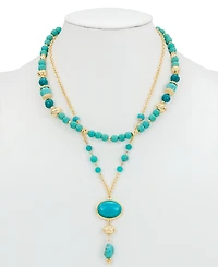 Patricia Nash Gold-Tone Mixed Stone Convertible Layered Lariat Necklace, 18" + 3" extender