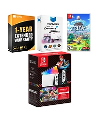 Nintendo Switch Oled Console Mario Kart 8 Deluxe Bundle with The Legend of Zelda: Link's Awakening, MightySkins Console and Controller Skin Voucher