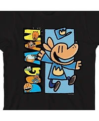 Dog Man Boys Characters Inside Logo Youth Crew Neck Short Sleeve T-shirt