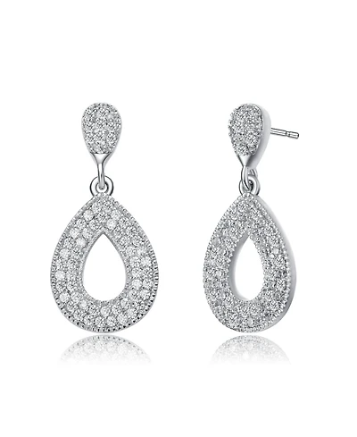 White Gold Plating with Clear Cubic Zirconia Pear Drop Earrings