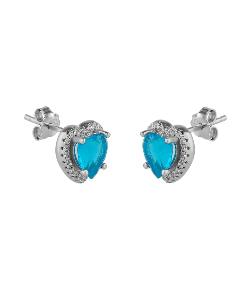 Spero London Heart Of Ocean Blue Sterling Silver Stud Earrings