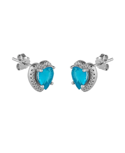 Spero London Heart Of Ocean Blue Sterling Silver Stud Earrings