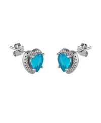 Spero London Heart Of Ocean Blue Sterling Silver Stud Earrings