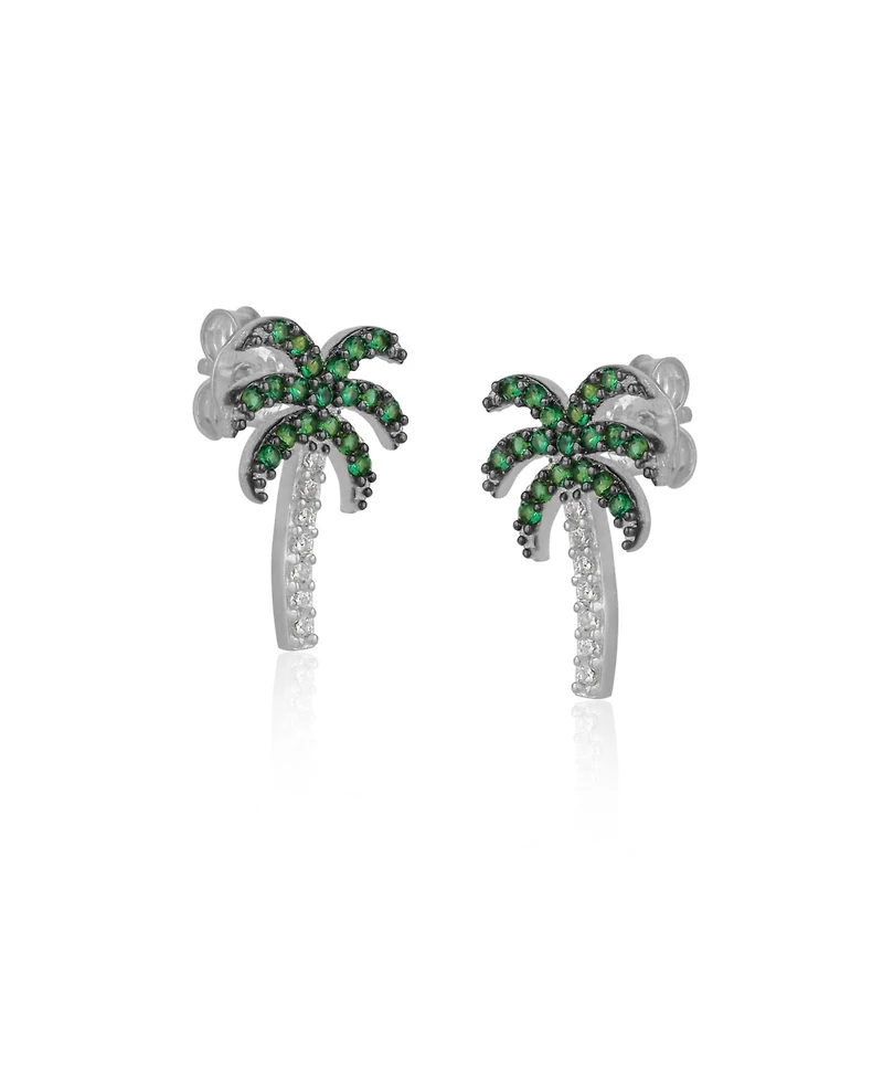 Spero London Palm Tree Sterling Silver Stud Earring