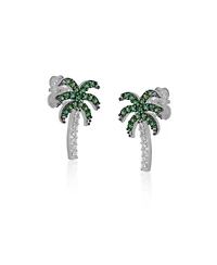 Spero London Palm Tree Sterling Silver Stud Earring