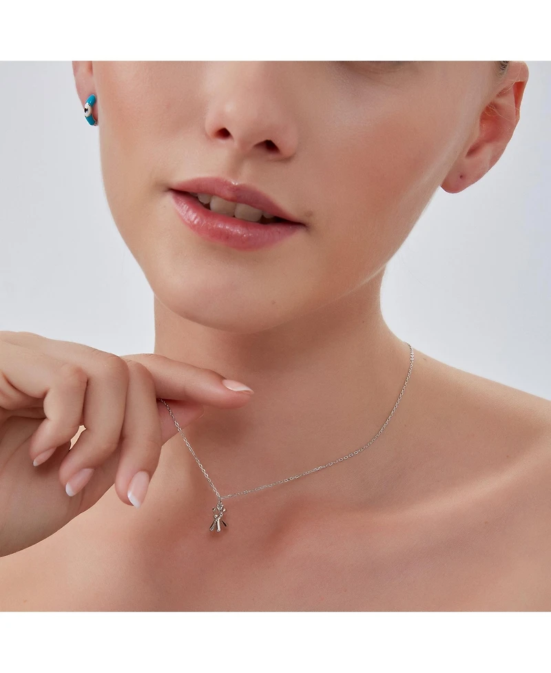 Spero London Balloon Dog Poodle Necklace In Sterling Silver