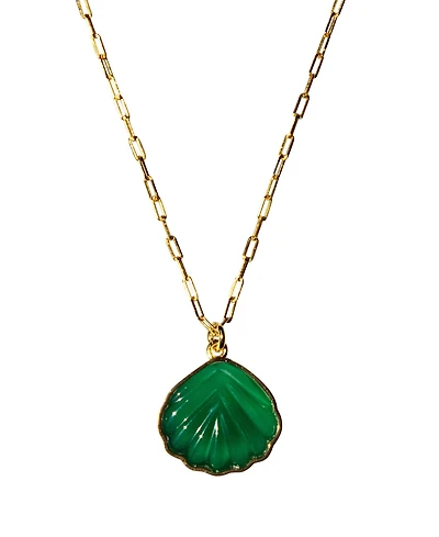 Shell — Green Jade Stone Pendant Necklace