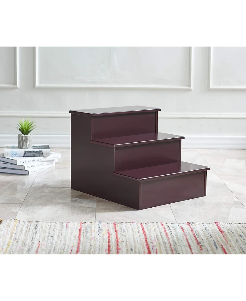 Kings Brand Furniture Darien 3 Step Wood Step Stool for Adults or Kids, Dog Stairs