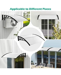 48 x 40 Inch Outdoor Front Door Window Awning Door Canopy Exterior-Black