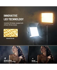 Neewer 100W Bi Color Led Panel Video Light Kit, 960 LEDs 38600Lux0.5m 2500K-8500K CRI96+/TLCI97+ 0-100% Dimming, App/2.4G/Panel/Dmx Control for Pro St