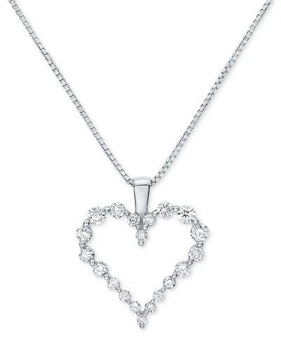 Diamond Heart 18" Pendant Necklace (1/2 ct. t.w.) in 14k White Gold