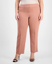 Kasper Plus High-Rise Slim-Leg Pants
