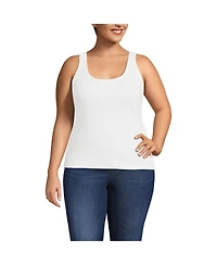 Lands' End Plus Pointelle Rib UNeck Tank