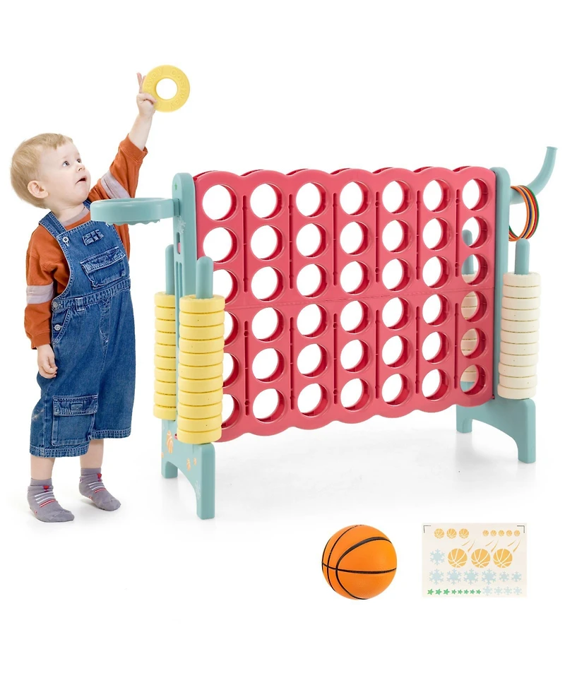 4-in-a-Row Connect Game with Basketball Hoop and Toss Ring
