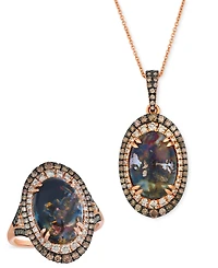 Le Vian Aquadite (4 ct. t.w.) & Diamond (3/4 ct. t.w.) Double Halo Ring in 14k Rose Gold