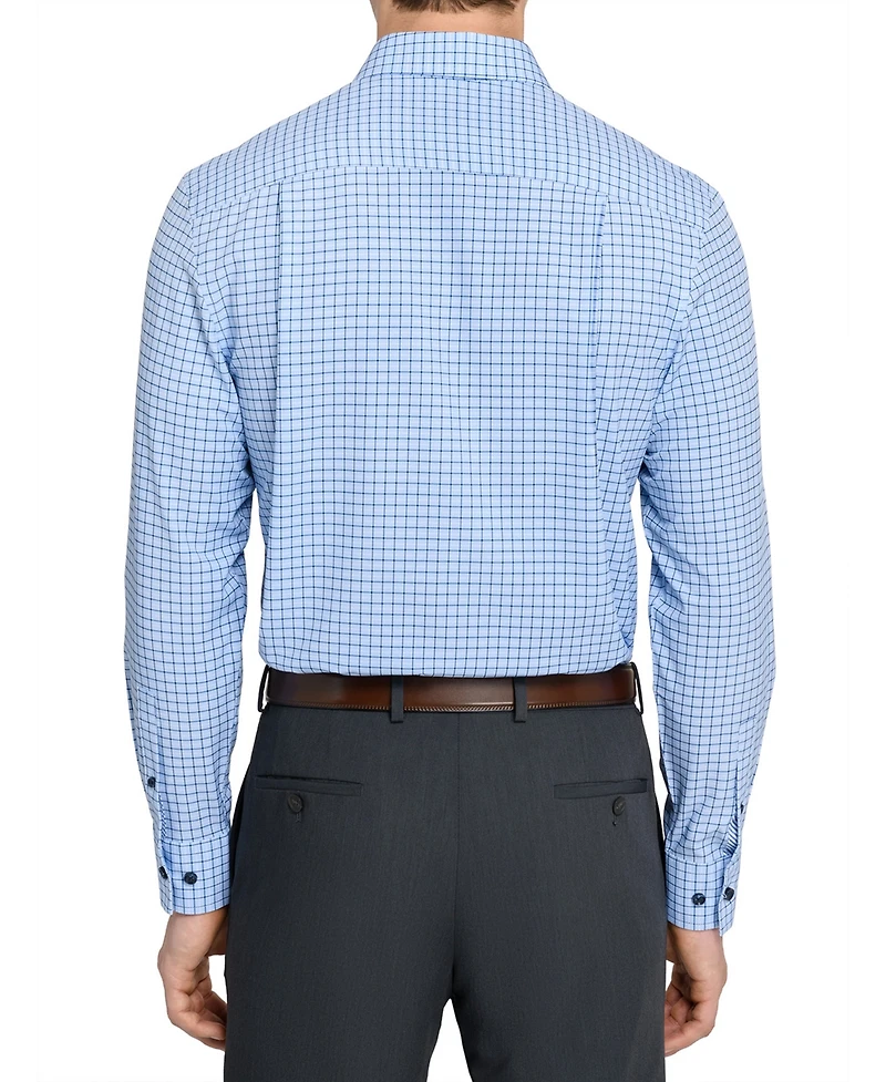 Men's Slim Fit Square Plaid 4-Way Stretch Performance Dress Shirt