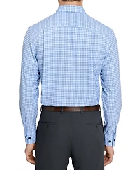 Men's Slim Fit Square Plaid 4-Way Stretch Performance Dress Shirt
