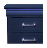Solid Wood Nightstand with Two Drawers and Built-In Light for Bedroom