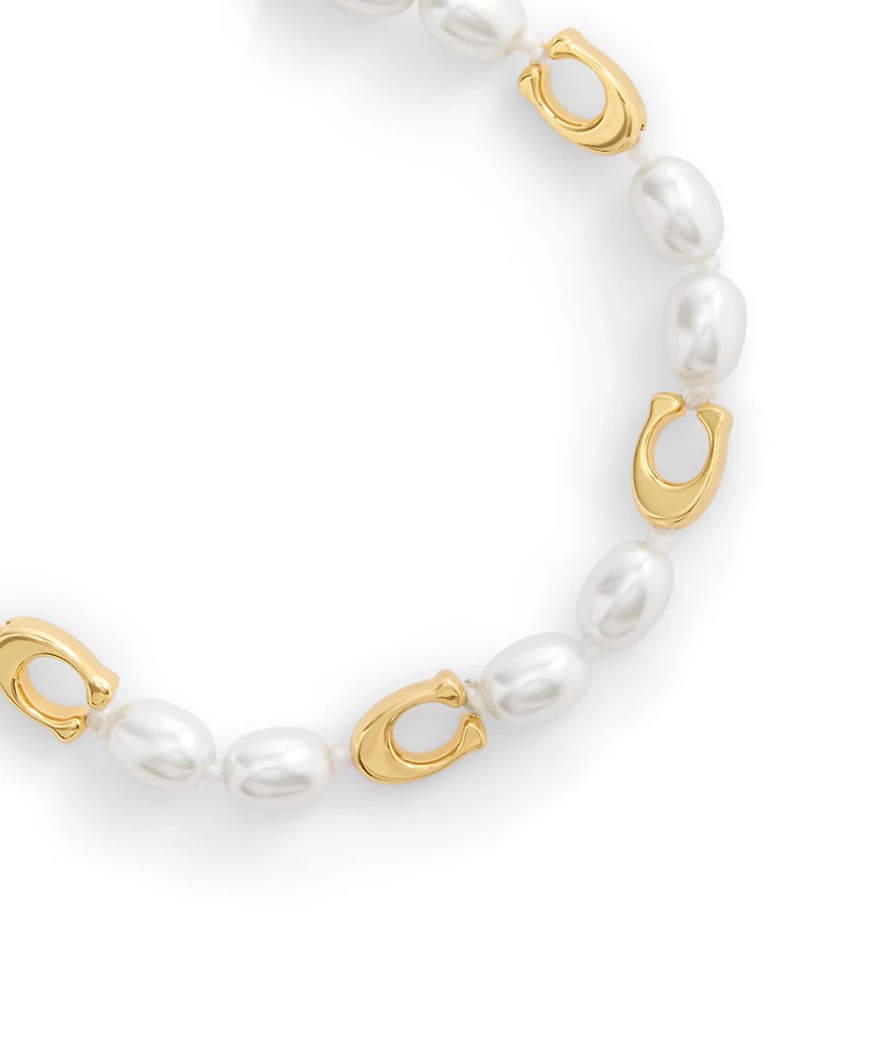 Coach Faux Cultivated Pearl Signature Heritage Strand Bracelet