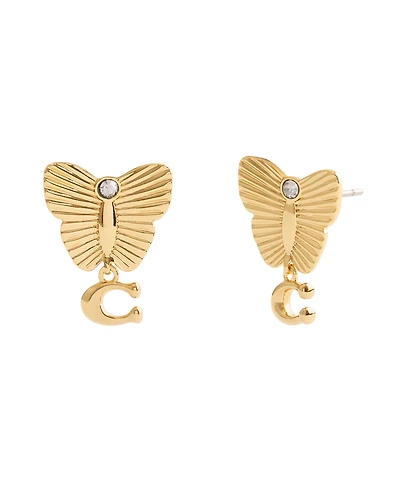 Coach Faux Stone Signature Heritage Butterfly Earrings