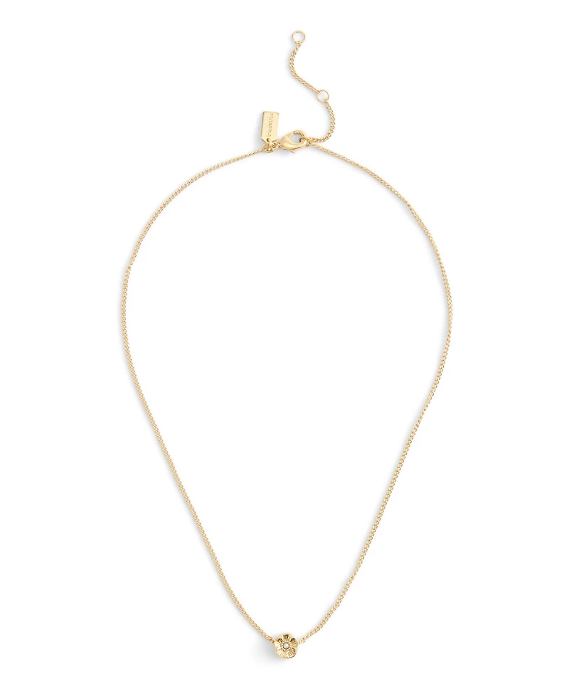 Coach Faux Cultivated Pearl Signature Tea Rose Pendant Necklace