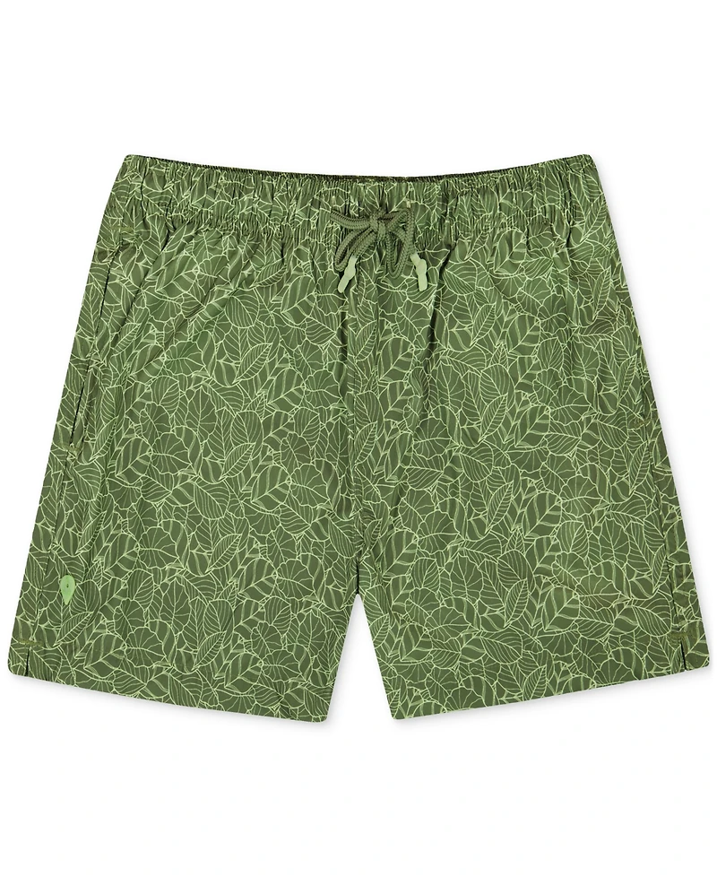 Sunset x Vine Men's Leaf-Pattern Woven Swim Trunks