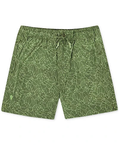 Sunset x Vine Men's Leaf-Pattern Woven Swim Trunks