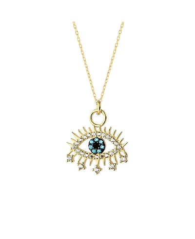 Spero London Evil Eye Blue Eye Eyelash Sterling Silver Pendant Necklace