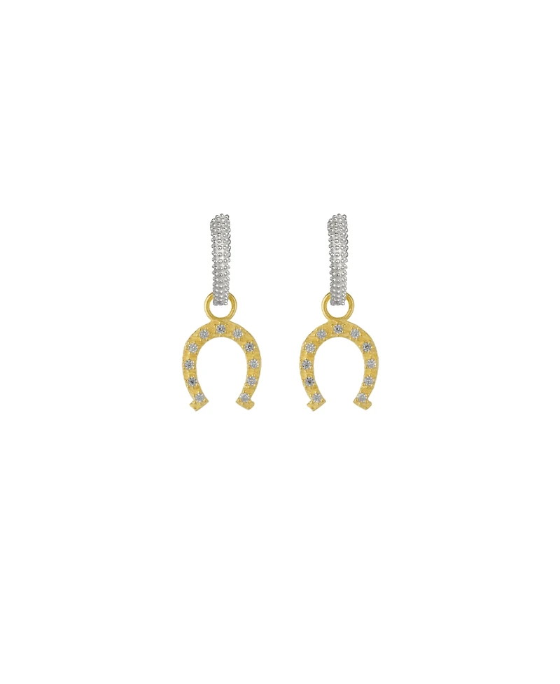 Spero London Silver Hoop Sterling Horseshoe Equestrian Earrings