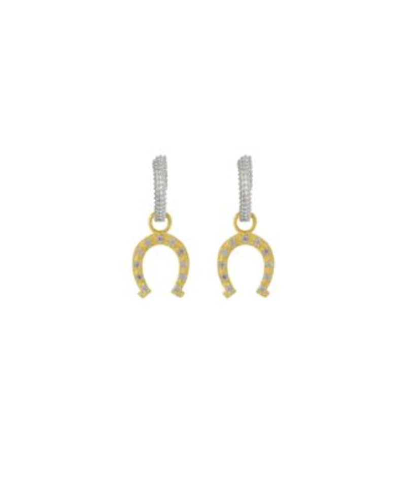 Spero London Silver Hoop Sterling Horseshoe Equestrian Earrings