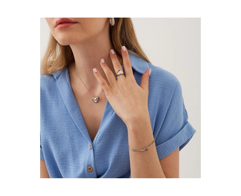 Spero London Sterling Silver Snake Chain Knot Bracelet