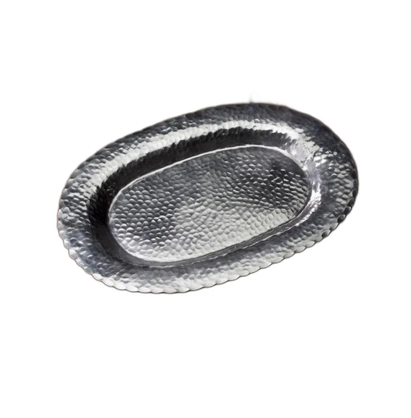 Oval Hammered Stainless Steel Serving Tray – Decorative & Durable Entertaining Platter