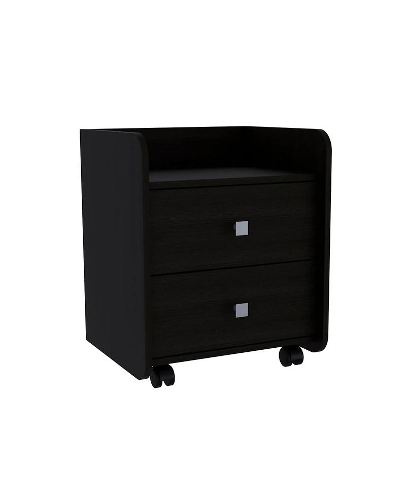 Faux Wood Two-Drawer Nightstand – Perfect for Modern Bedroom Storage