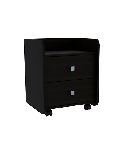 Faux Wood Two-Drawer Nightstand – Perfect for Modern Bedroom Storage
