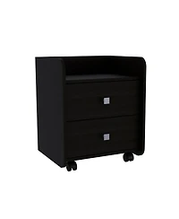 Faux Wood Two-Drawer Nightstand – Perfect for Modern Bedroom Storage