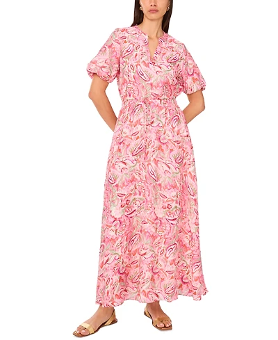 Vince Camuto Women's Printed Puff-Sleeve Maxi Dress