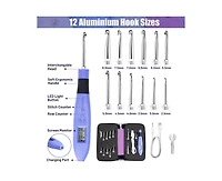 Zcvtbye Rechargeable Lighted Crochet Hook Set with Stitch Counter, Interchangeable Metal Heads