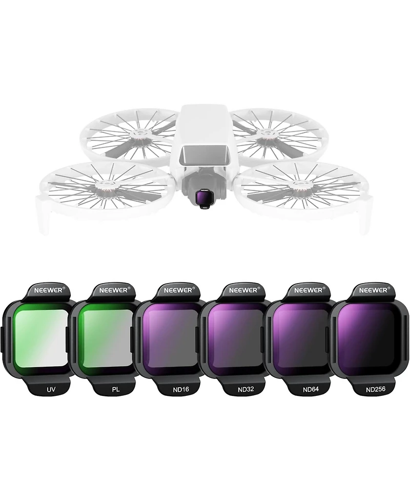 Neewer Nd Filter Set Compatible with Dji Flip Drone (6 Pack), ND16 ND32 ND64 ND256 Cpl Uv Snap On Multicoated Hd Optical Glass Neutral Density Circula