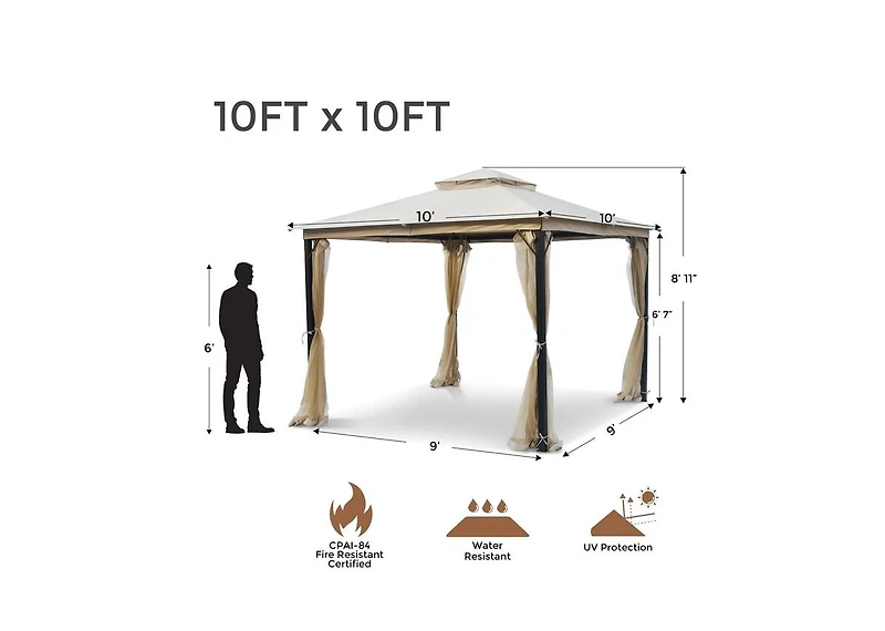 Rustproof Double Top Gazebo with Mosquito Curtains for Outdoor Enjoyment