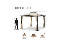 Rustproof Double Top Gazebo with Mosquito Curtains for Outdoor Enjoyment