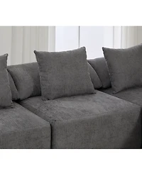 Streamdale 142" L-Shaped Chenille Sectional Sofa Sleeper with Ottoman, Gray