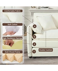 Streamdale Furniture Oversized Beige Chenille Sectional Sofa with Ottomans