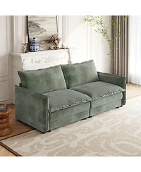 Corduroy Loveseat Sofa with Pillows