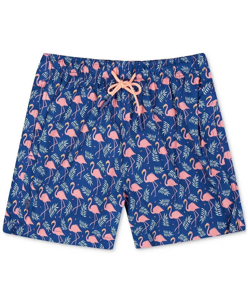 Sunset x Vine Men's Flamingo-Pattern Woven Swim Trunks