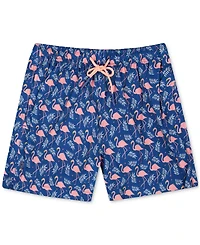 Sunset x Vine Men's Flamingo-Pattern Woven Swim Trunks