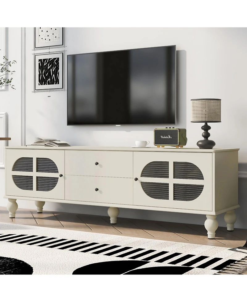 Streamdale Modern 68.9" Tv Stand with Fluted Glass Doors for TVs up to 75